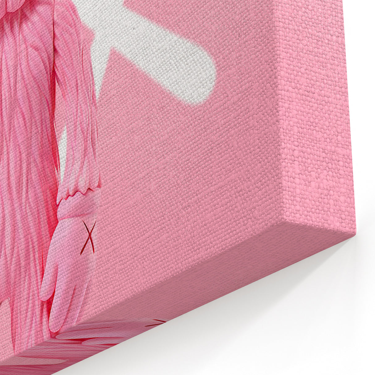 Unique Pop Art Wall Art – Playful KAWS-Inspired Pink Figure on Pink Background