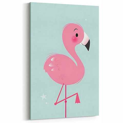 Pink Flamingo Illustration - Personalized Kids Room Art