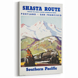 Shasta Route Vintage Travel Poster – Scenic Train Adventure Art
