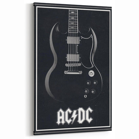 AC/DC Guitar Poster - Black SG Guitar Vintage Wall Art