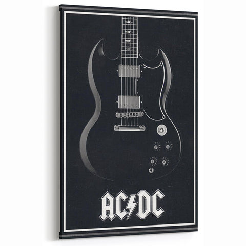 AC/DC Guitar Poster - Black SG Guitar Vintage Wall Art