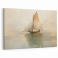 Vintage Landscape Art - Sailboat Reflections on Calm Waters