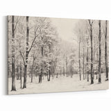 Vintage Landscape Art - Snowy Winter Forest in Black and White Ink