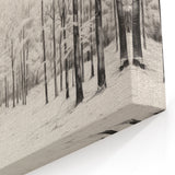 Vintage Landscape Art - Snowy Winter Forest in Black and White Ink