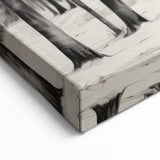 Vintage Landscape Art - Snowy Winter Forest in Black and White Ink