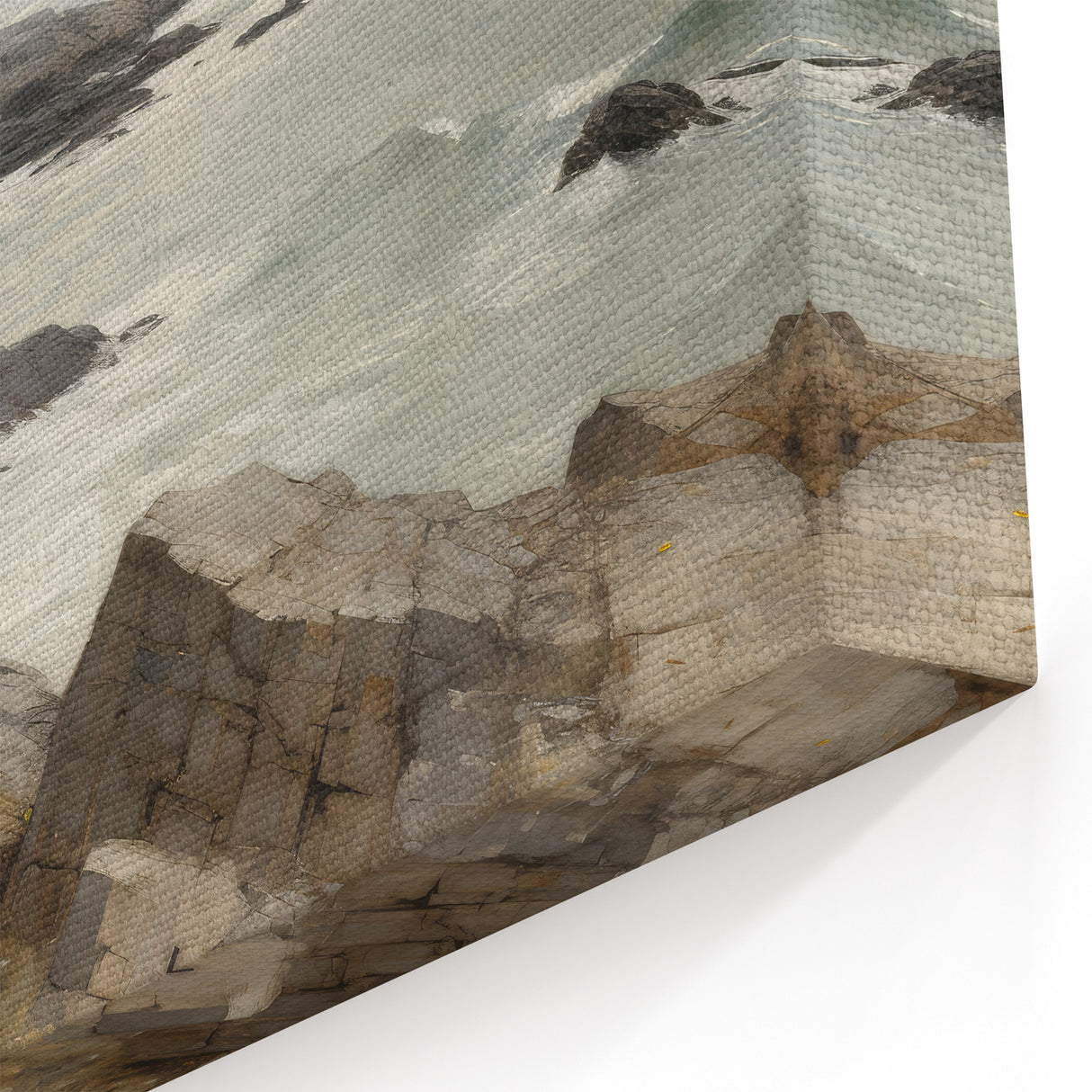 Vintage Landscape Art - Woman by the Sea on Rocky Shoreline