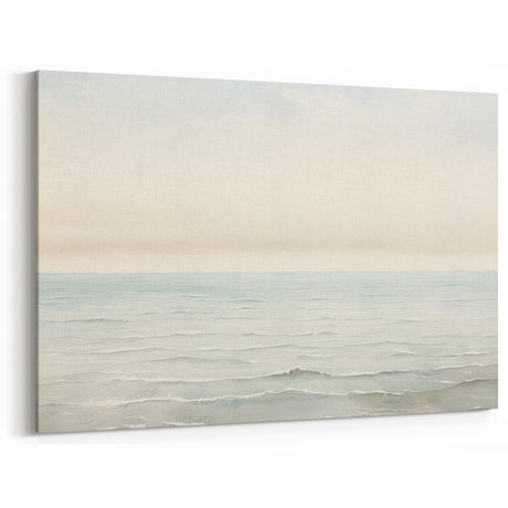 Vintage Landscape Art - Gentle Ocean Waves and Soft Sky