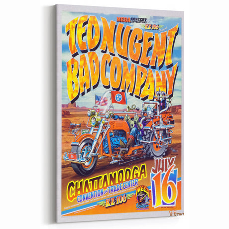 Ted Nugent & Bad Company Poster – Retro Motorcycle Wall Art