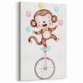 Circus Monkey Girls Room Wall Art - Playful Nursery Print