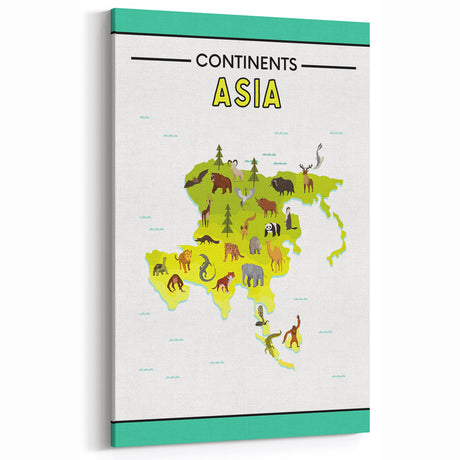 Kids Educational Wall Art – Asia Continent Map Learning Print