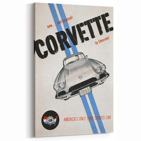 1958 Corvette Retro Wall Art – Mid-Century Modern Vintage Prints