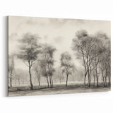 Vintage Landscape Art - Misty Forest with Bare Trees