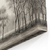 Vintage Landscape Art - Misty Forest with Bare Trees