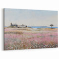 Vintage Landscape Art - Coastal Cottage with Blooming Flowers