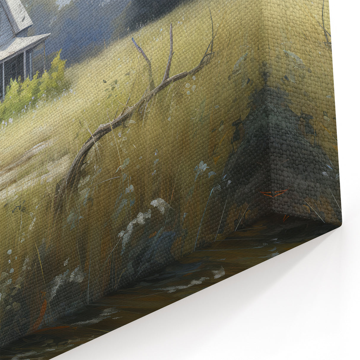 Vintage Landscape Art - Abandoned House in a Rural Meadow