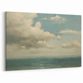 Vintage Landscape Art - Calm Ocean with Soft Clouds
