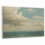 Vintage Landscape Art - Calm Ocean with Soft Clouds