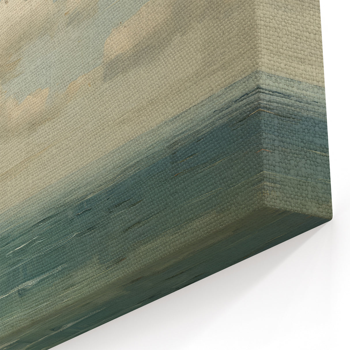 Vintage Landscape Art - Calm Ocean with Soft Clouds