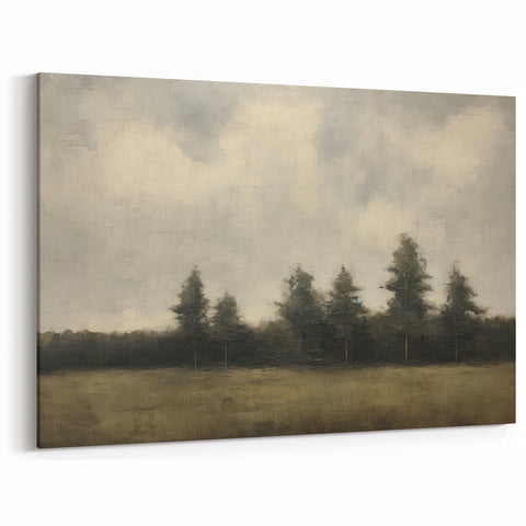 Vintage Landscape Art - Trees Beneath a Soft Cloudy Sky