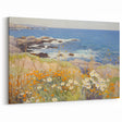 Vintage Landscape Art – Coastal Scene with Flowers and Ocean View