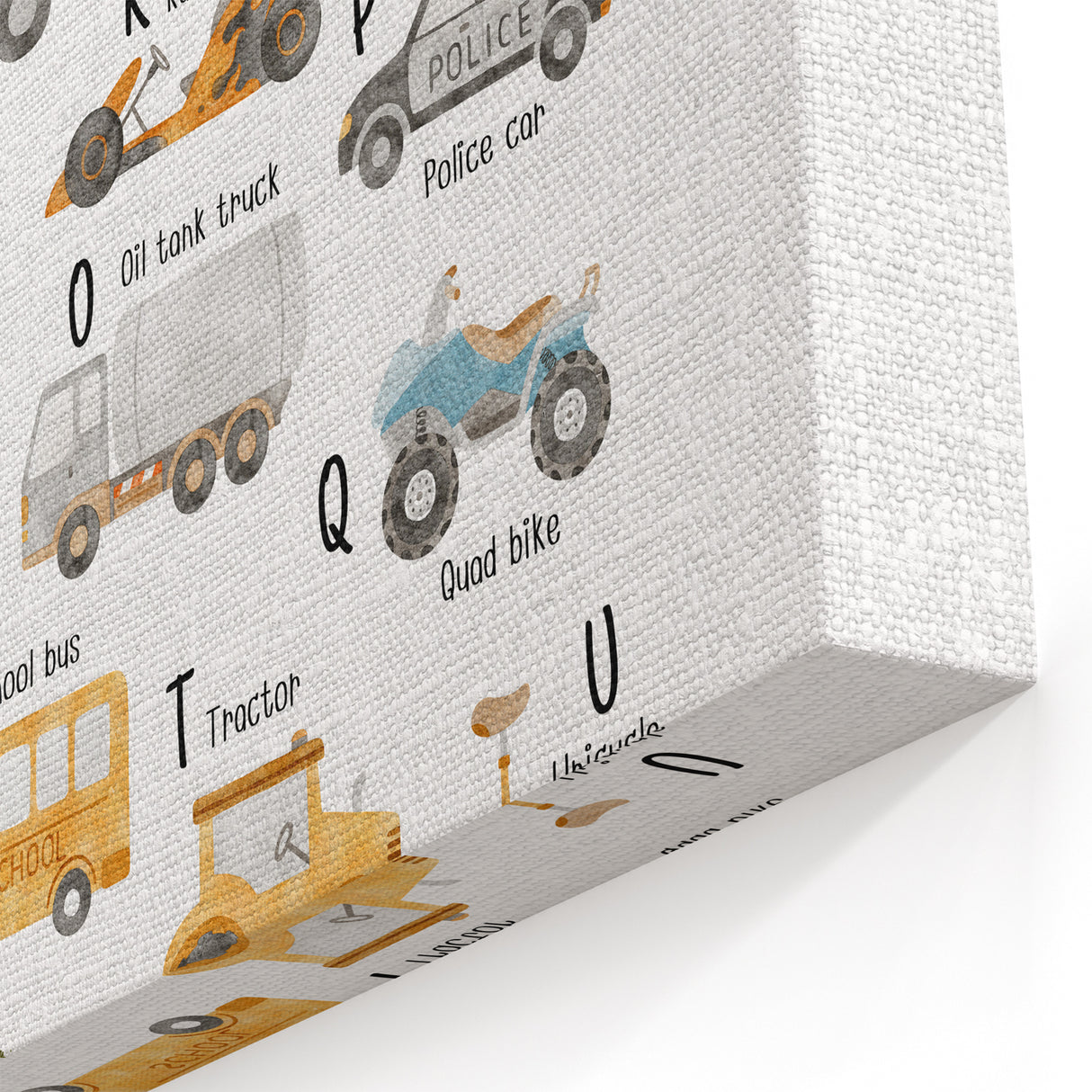 A-Z Vehicles Kids Educational Wall Art - Learning Poster for Classrooms