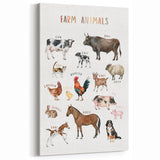 Farm Animals Kids Educational Wall Art - Learning Poster for Classrooms