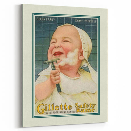 Retro Gillette Safety Razor Poster - Vintage Bathroom Wall Art