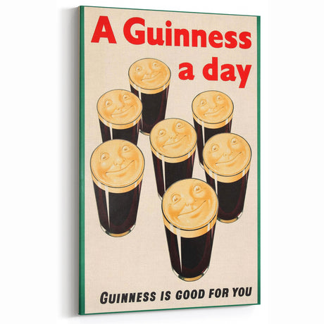 Retro Guinness Smiling Pints Poster - Vintage Bar Wall Art