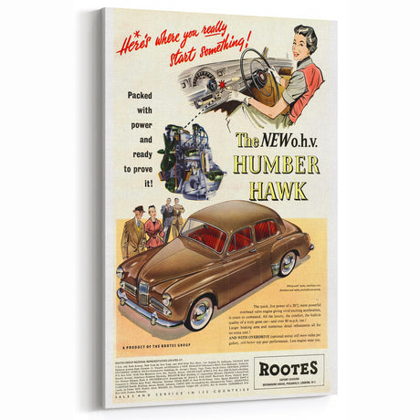 Retro Humber Hawk Wall Art - Vintage Car Print for Nostalgic Decor