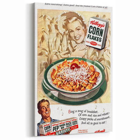Vintage Kellogg’s Corn Flakes Retro Poster - Nostalgic Wall Art