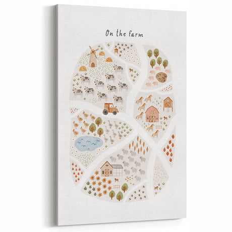 Kids Educational Wall Art - Illustrated Farm Life Learning Print