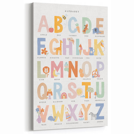 Educational Nursery Wall Decor - Colorful Alphabet Learning Print