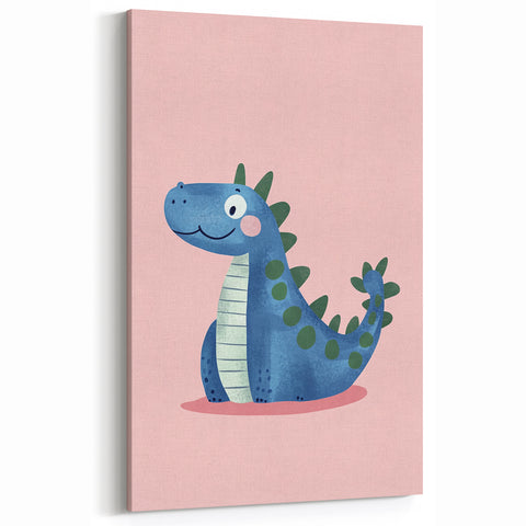 Adorable Blue Dinosaur Girls Room Wall Art - Nursery Wall Decor