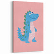 Smiling Blue Dinosaur Wall Art - Girls Room & Nursery Decor