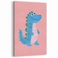 Smiling Blue Dinosaur Wall Art - Girls Room & Nursery Decor