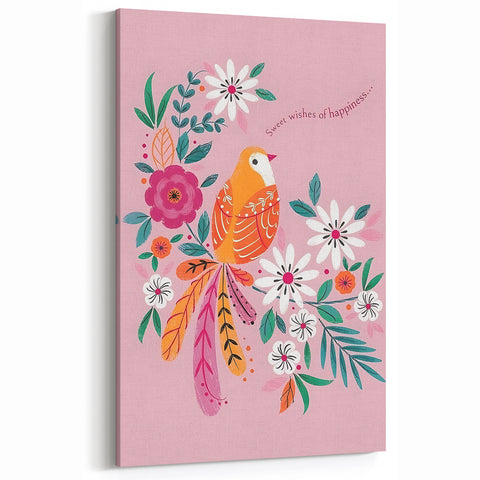 Floral Bird Wall Art - Girls Room & Nursery Nature Decor