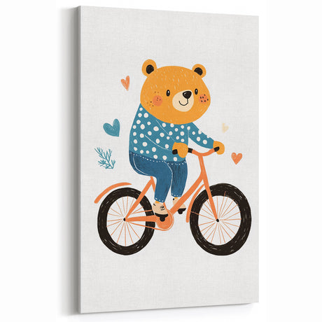 Adorable Bear on Bicycle Wall Art - Girls Room & Playroom Decor