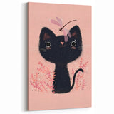 Adorable Black Cat Wall Art - Girls Room & Nursery Decor