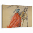 Vintage Portrait Art | Antique Equestrian Lady in Red Dress