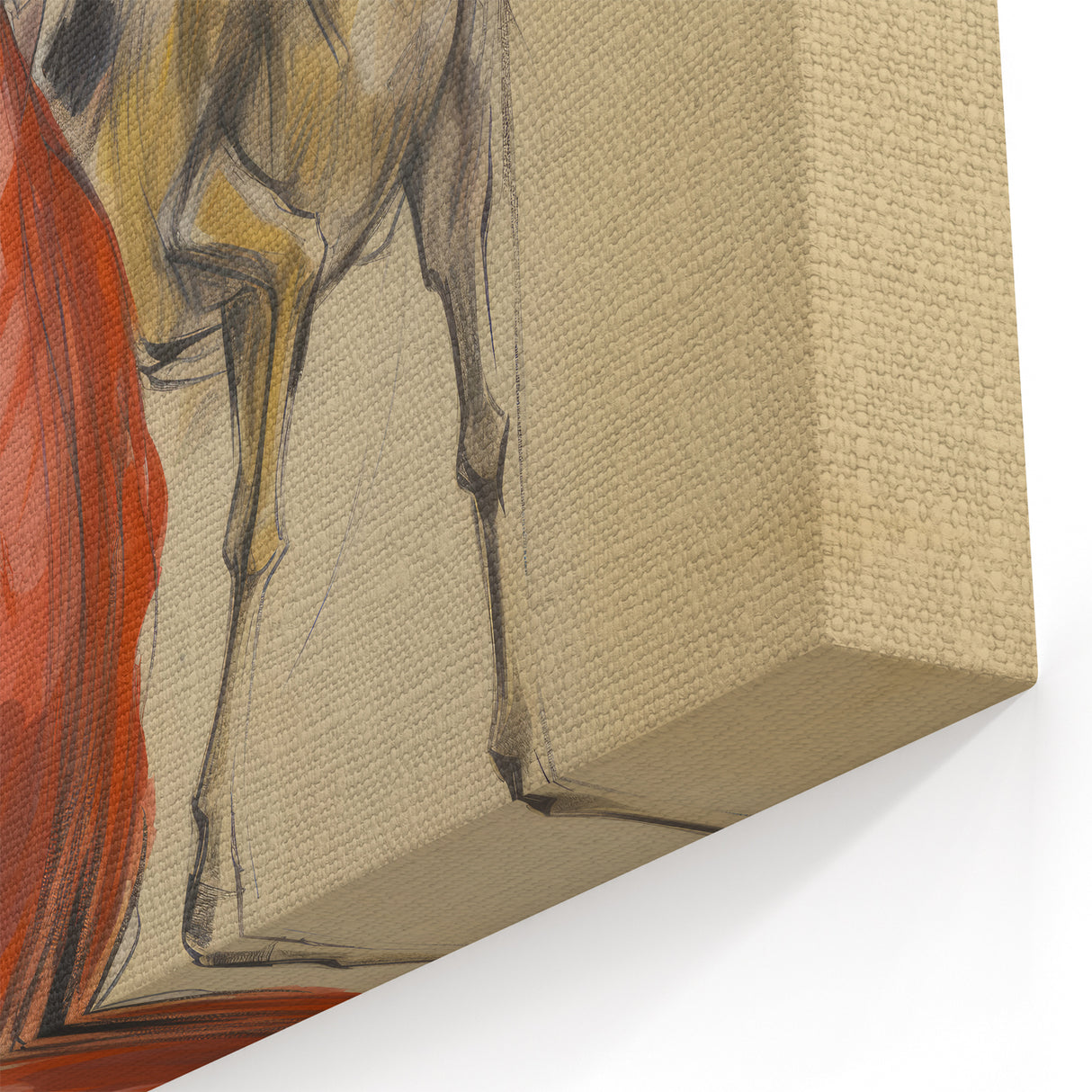 Vintage Portrait Art | Antique Equestrian Lady in Red Dress