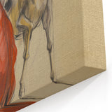 Vintage Portrait Art | Antique Equestrian Lady in Red Dress