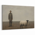 Vintage Portrait Art | Rustic Portrait of Farmer and Sheep