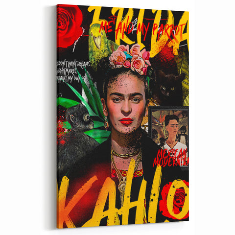 Frida Kahlo Pop Art Wall Art - Vibrant Mexican Modernism Canvas