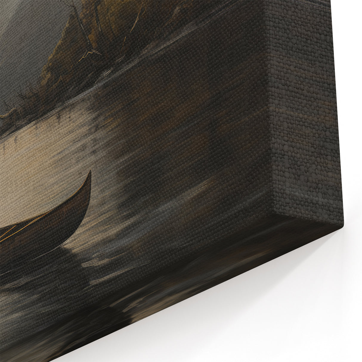 Vintage Portrait Art | Solitary Canoeist on Misty Lake Scene