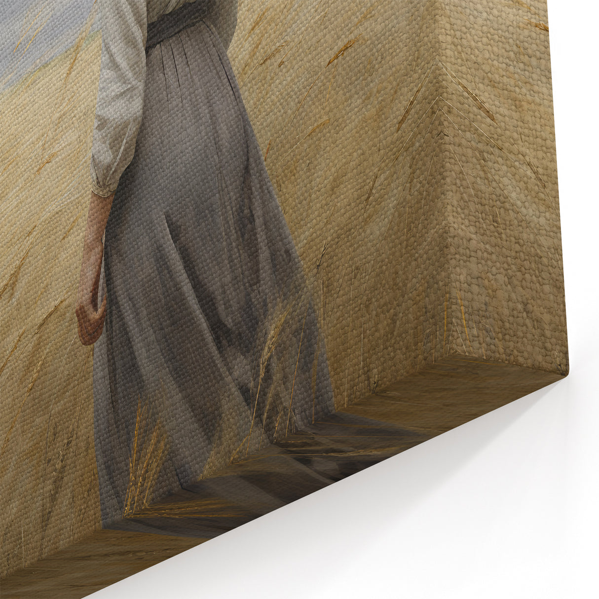 Vintage Portrait Art | Woman in Wheat Field with Windy Sky