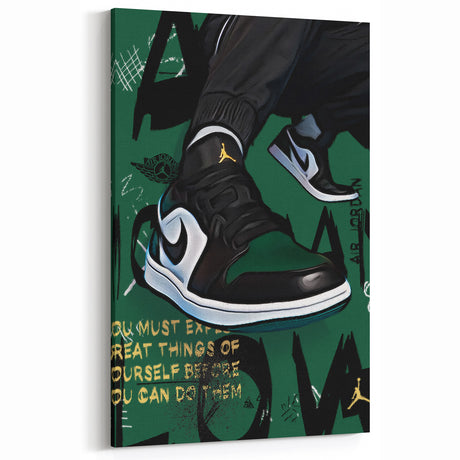 Air Jordan Pop Art Wall Art - Bold Green Sneaker Canvas Print