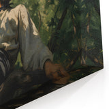 Vintage Portrait Art | Man in Tree with Sunlit Leaves