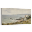 Vintage Portrait Art | Woman Overlooking Coastal Cliffs