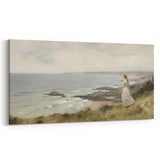 Vintage Portrait Art | Woman Overlooking Coastal Cliffs