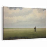 Vintage Portrait Art | Man in Vast Field Under Cloudy Sky